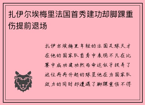 扎伊尔埃梅里法国首秀建功却脚踝重伤提前退场